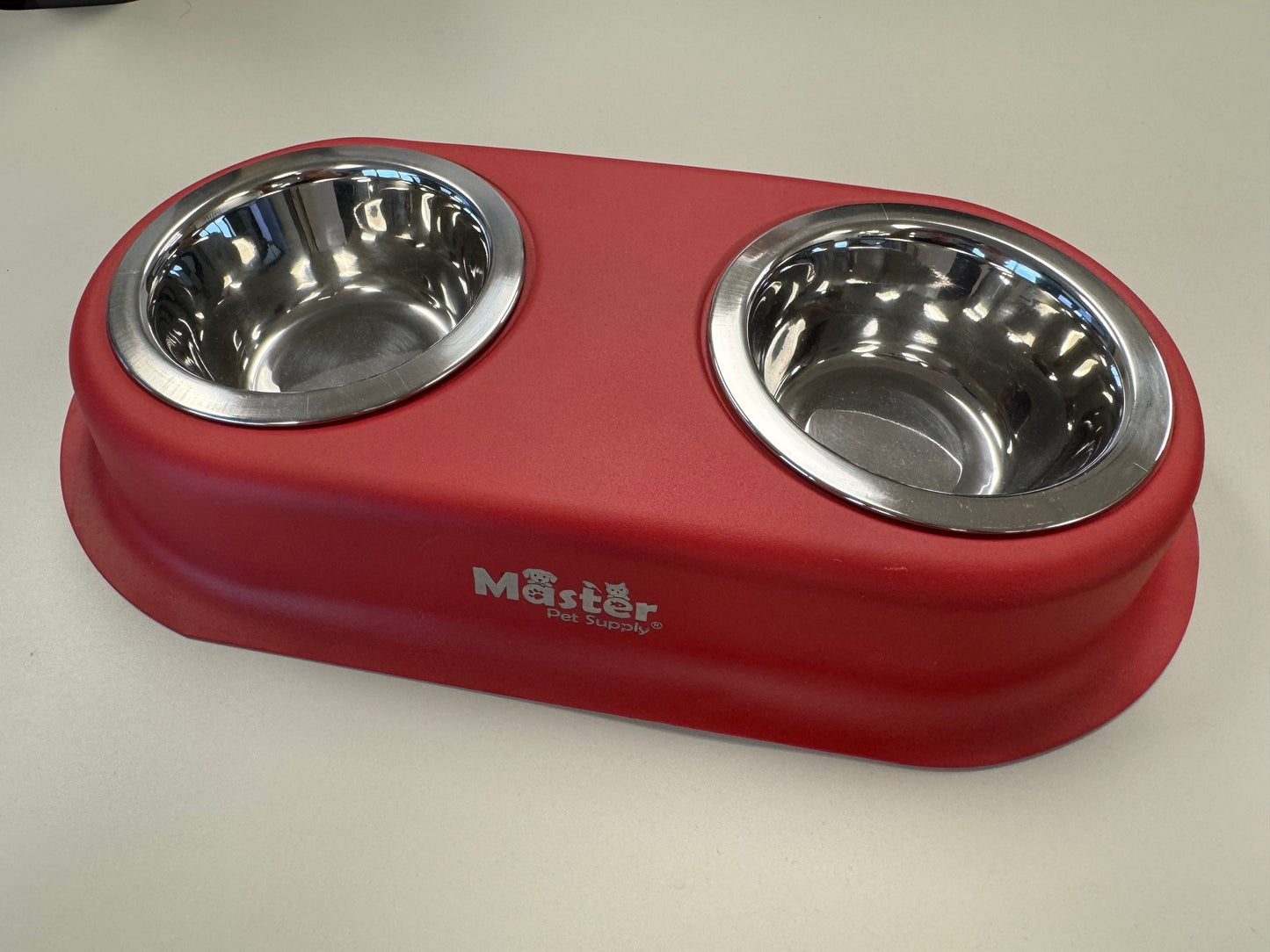 Double Diner Pet Bowl Set Stainless Steel Colored Base